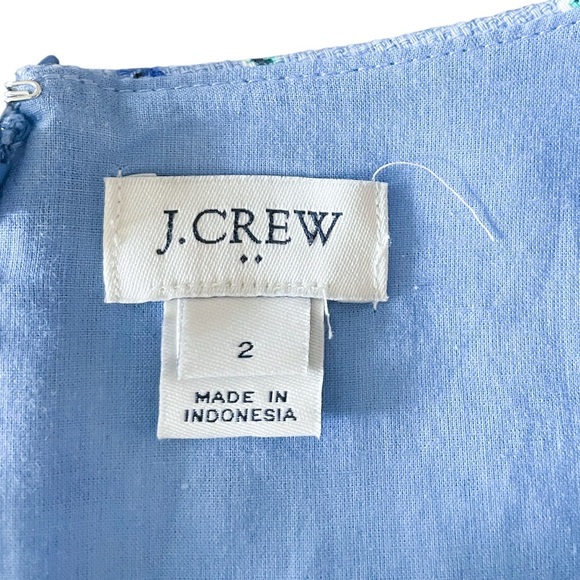 J. Crew Factory Blue Floral Scalloped Sleeveless Mini Dress Size Small - Picture 2 of 4